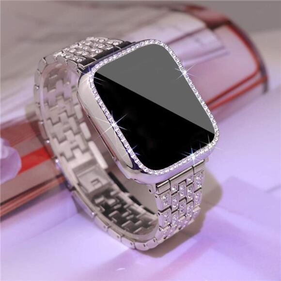 Compatible with Apple Watch Band Case, Women Jewelry Bling Diamond Rhinestone main image 7